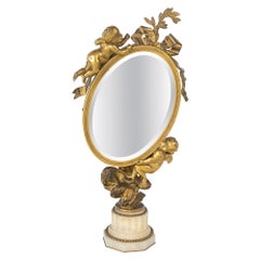 Tischspiegel, vergoldeter Bronzespiegel mit Onyx-Sockel, 19. Jahrhundert.