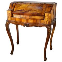 Louis XV Style Serpentine Venetian "Little Lady" Walnut Burled Veneer Desk