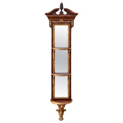 Theodore Alexander 62” Neoclassical Mahogany & Gilt Wall Mirror Shelves Brackets