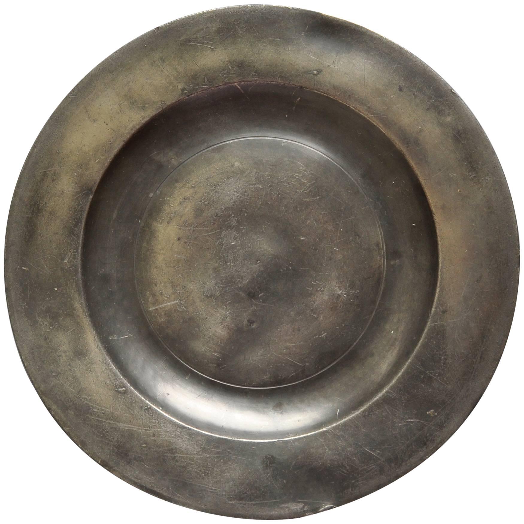 Antique Irish Pewter Plate, Georgian Dish Marked