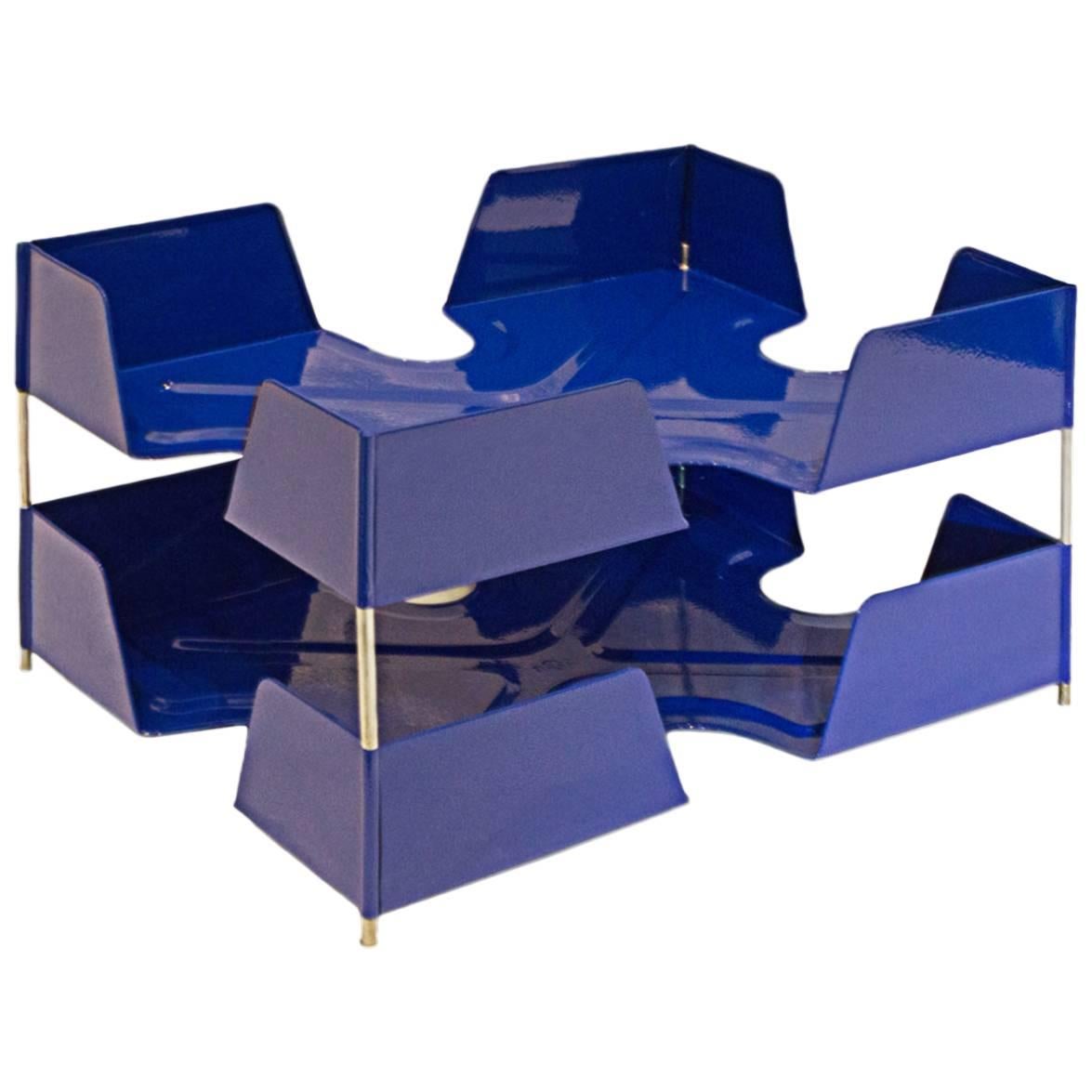 1920s Two-Tier Letter Tray, Royal Blue