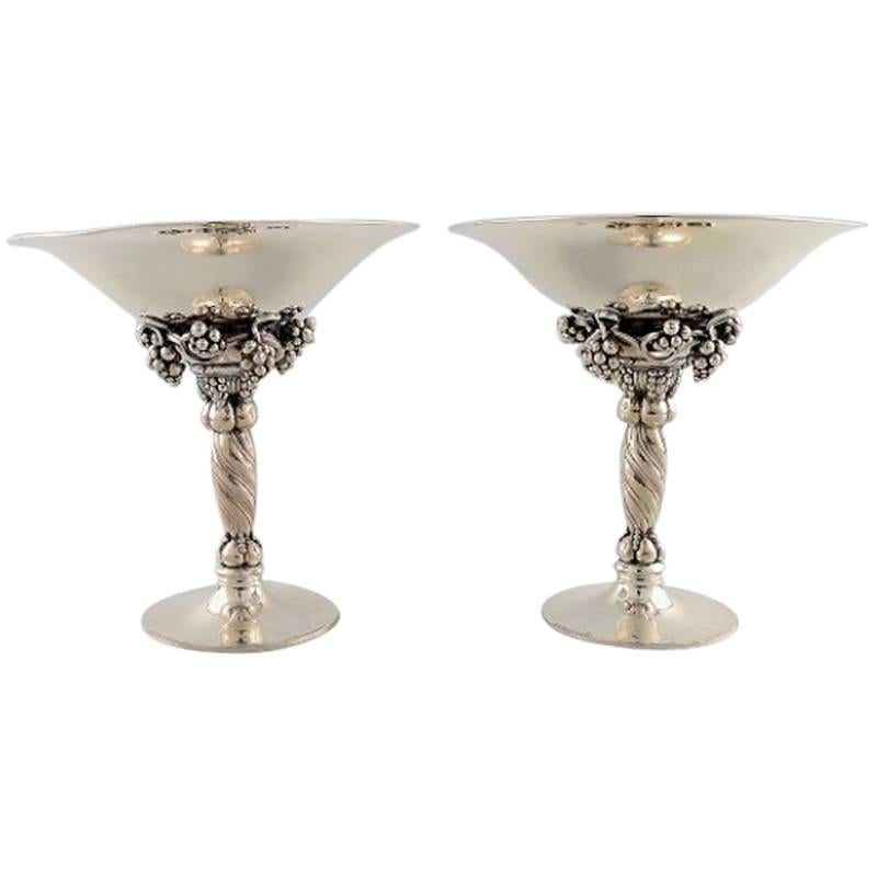 Georg Jensen Sterling Silver, a Pair of Grape Bowls