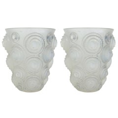 René Lalique Pair of Opalescent "Spirales" Vase