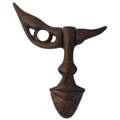 Modernist Cast Bronze Face Door Knocker