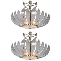 Pair of Large 1930 French Light Fixtures with Interior Lights