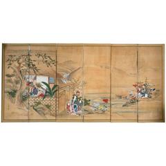 Six-Panel 18th Century Japanese Screen