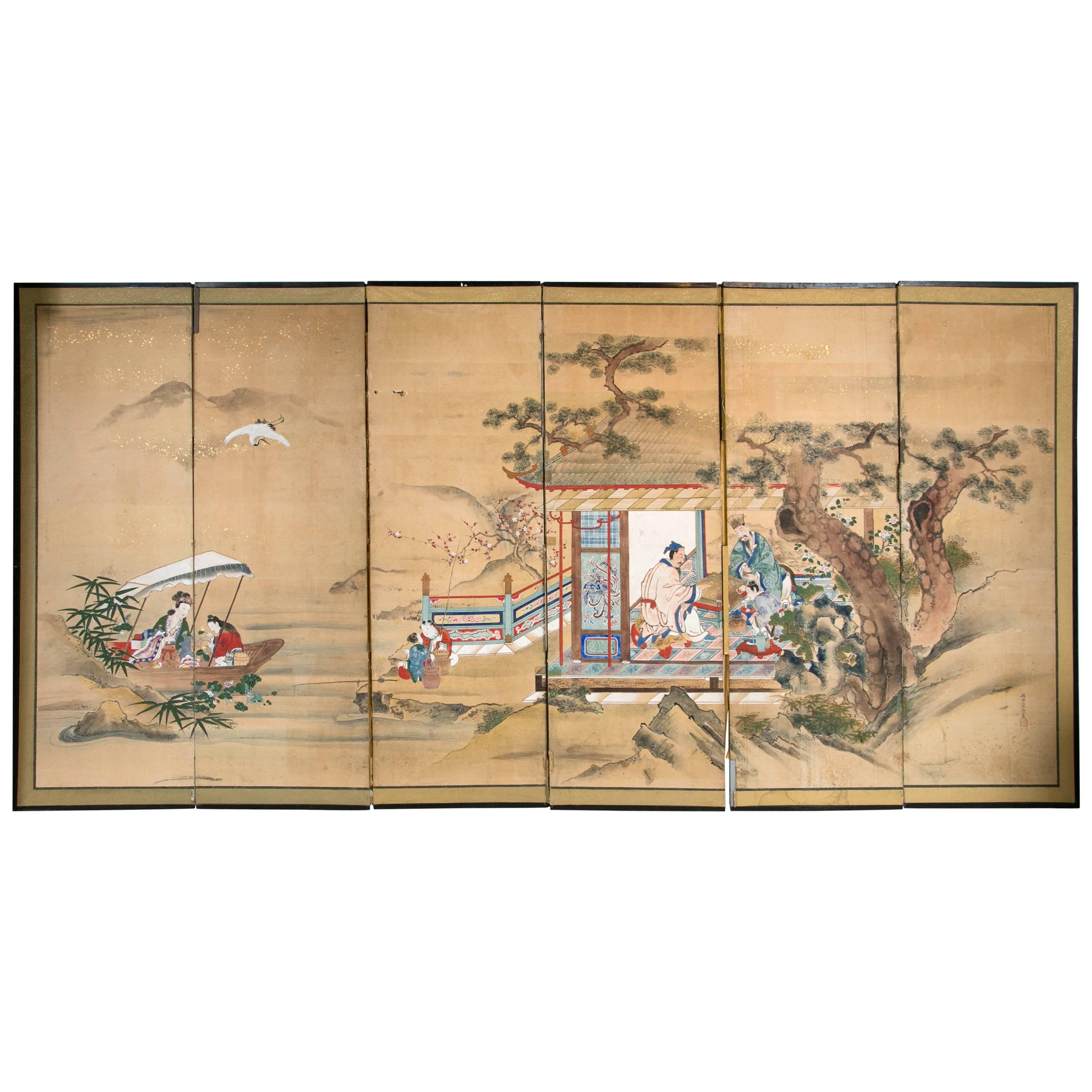 18th Century Six-Panel Japanese Screen For Sale