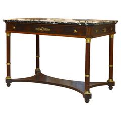 19th Century French Empire Style Marble-Top, Ormolu-Mounted Ladies Writing Desk