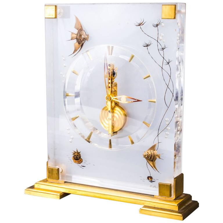 Mid-20th Century Jaeger le Coultre Marina Angel Fish Desk Clock For ...