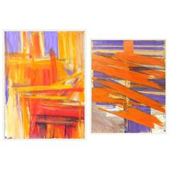 Pair of Vibrant 1970s Abstract Paintings #5 12
