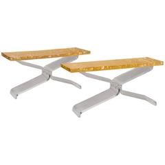 Pierre Giraudon, Pair of Fractal Resin and Acrylic Low Tables 12