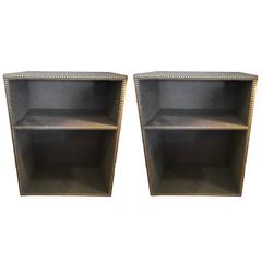 Pair of Custom Ralph Lauren Grey Flannel Nightstands