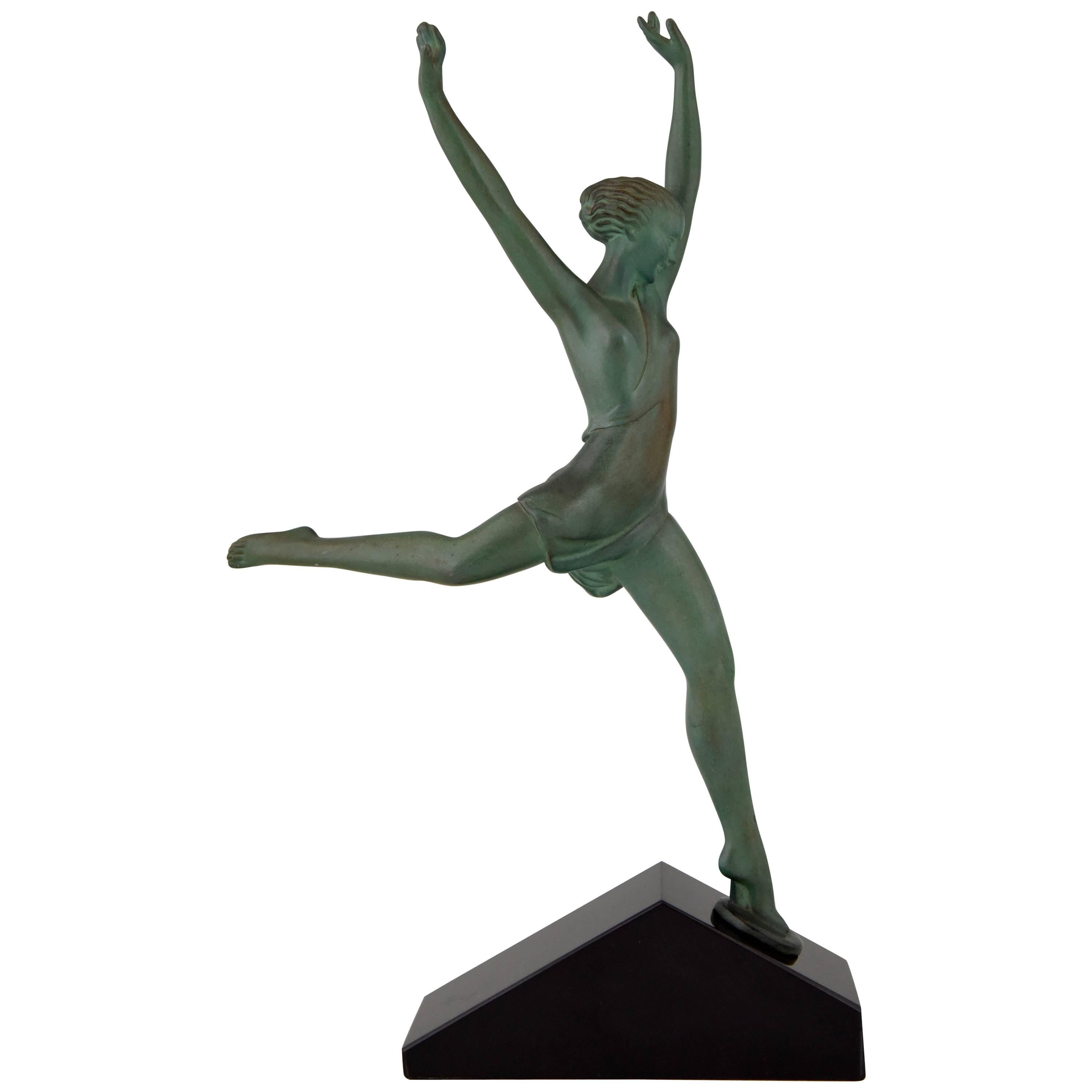 French Art Deco Sculpture Dancer Olympia by Fayral, Pierre Le Faguays, 1930