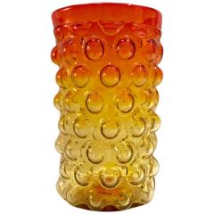 Vintage 1960s Blenko Glass Amberina Bubble Oval Vase by Wayne Husted