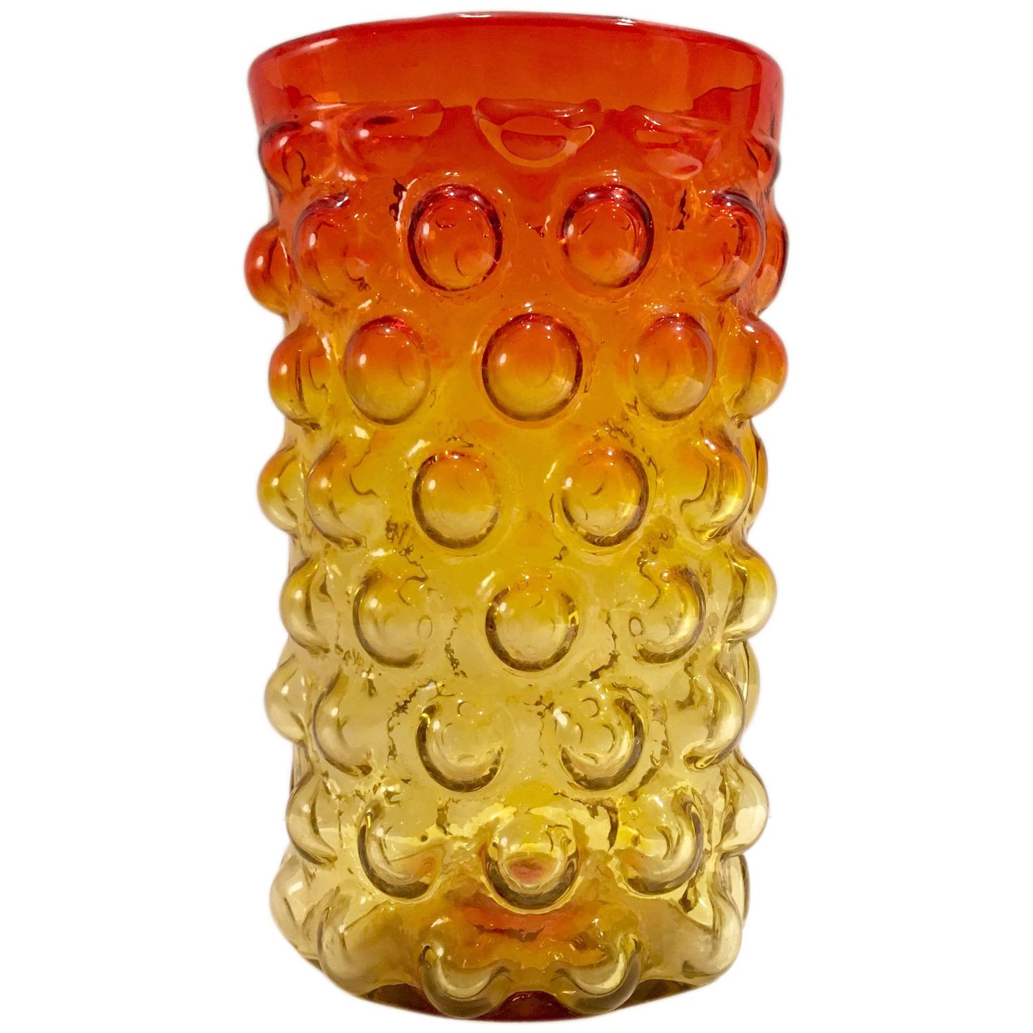 1960s Blenko Glass Amberina Bubble Oval Vase by Wayne Husted For Sale