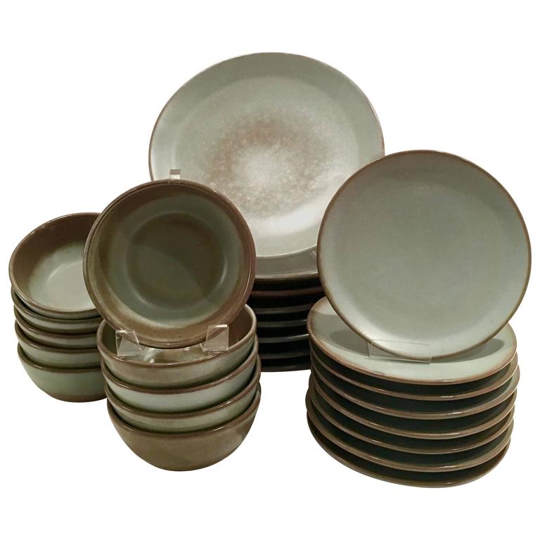 Mid Century Modern Frankoma Pottery Dinnerware Set of 29 at