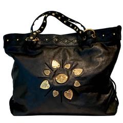 Gucci Black Leather "Irina Hysteria" Tote Handbag "Holiday Sale"