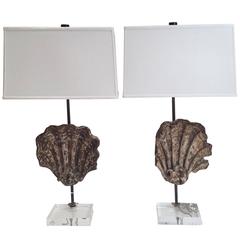 Pair of Portuguese Shell Fragment Lamps