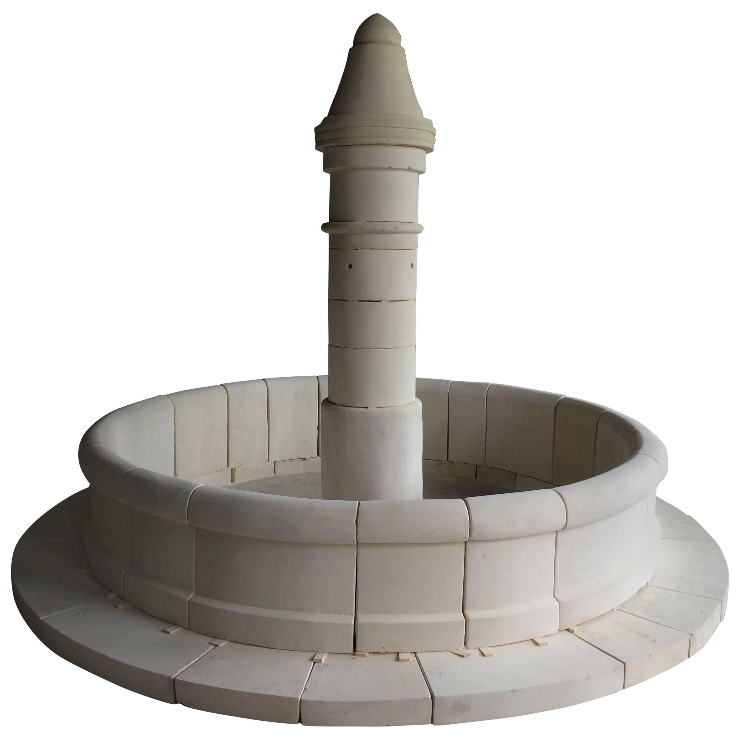 French Louis XIV Style Round Fountain Hand-carved Limestone 21st Century, France For Sale