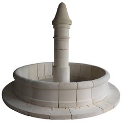 French Louis XIV Style Round Fountain Hand-carved Limestone 21st Century, France