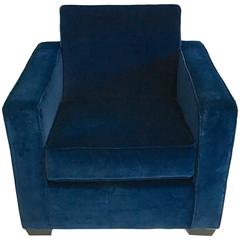 Ralph Lauren Art Deco Blue Velvet Club Arm Chair