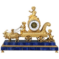 Rare and Great Quality Late 19th Century Lapis Lazuli Mantle Clock