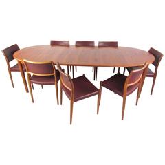 Mid-Century Modern Danish Teak Dining Set with Model 80 N.O. Moller Dining Chair