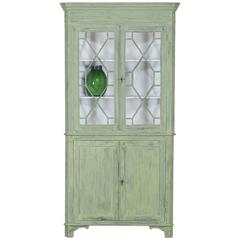 Antique English Painted Georgian Corner Cabinet, circa 1840