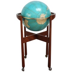 Jens Risom Sculptural Walnut Globe Stand on Casters