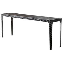 Shadow Console in Leather with Steel Legs Marble Top 10