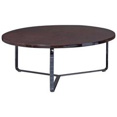 Edge Coffee Table Polished Stainless Steel Structure and Leather Top 9