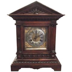 Antique 19th Century German Striking Clock with Dark Oak Case