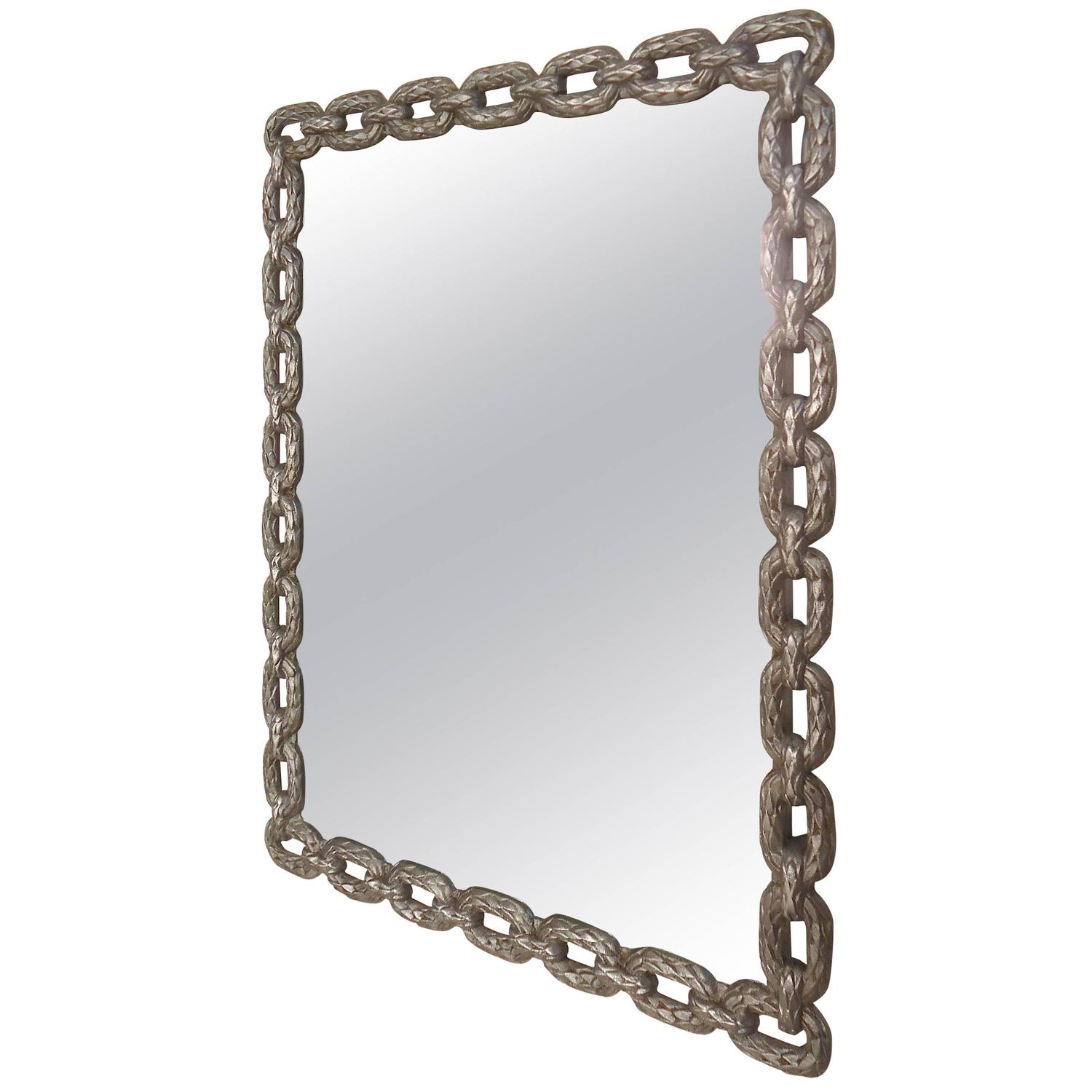 Metal Chain Link Framed Mirror For Sale at 1stdibs
