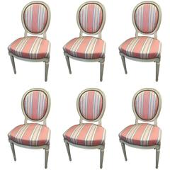 Set of Six Louis XVI Style Painted Dining Chairs