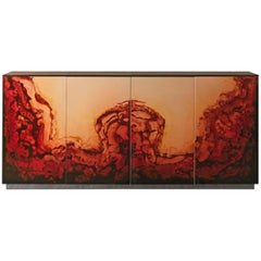 Fusion Sideboard Polished Lacquered and Leather Top