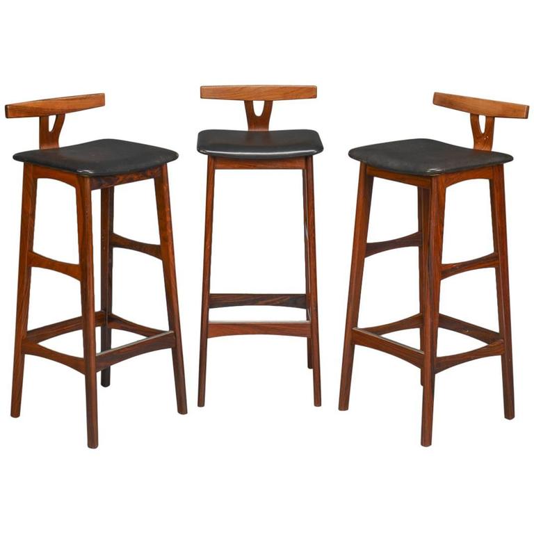 Set of Three Erik Buch Rosewood Bar Stools at 1stDibs