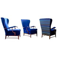 Paolo Buffa Armchairs in Walnut and Velvet, Italian, 1950s 11
