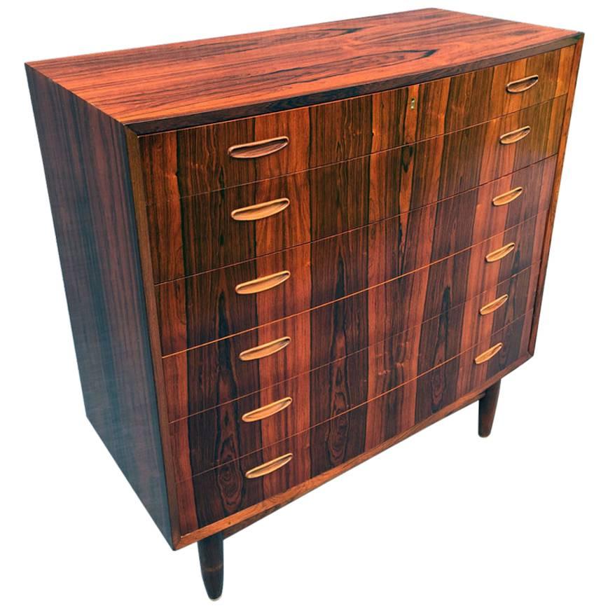 Danish Bow Fronted Rosewood Chest of Drawers