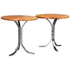 Pair of Marble and Chrome Mid-Century Side Tables