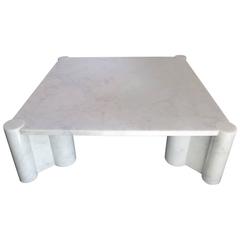 Large Italian Carrara Marble coffee Table by Gae Aulenti