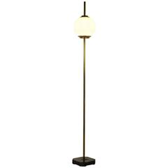 Floor Lamp by Caccia Dominioni Brass Opaline Glass Marble Vintage, Italy