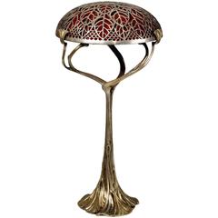 Maurice Dufrène, an Art Nouveau Silvered Bronze Table Lamp