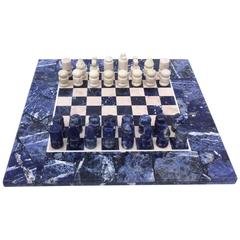 Mid-Century Blue and White Marble Chess Set