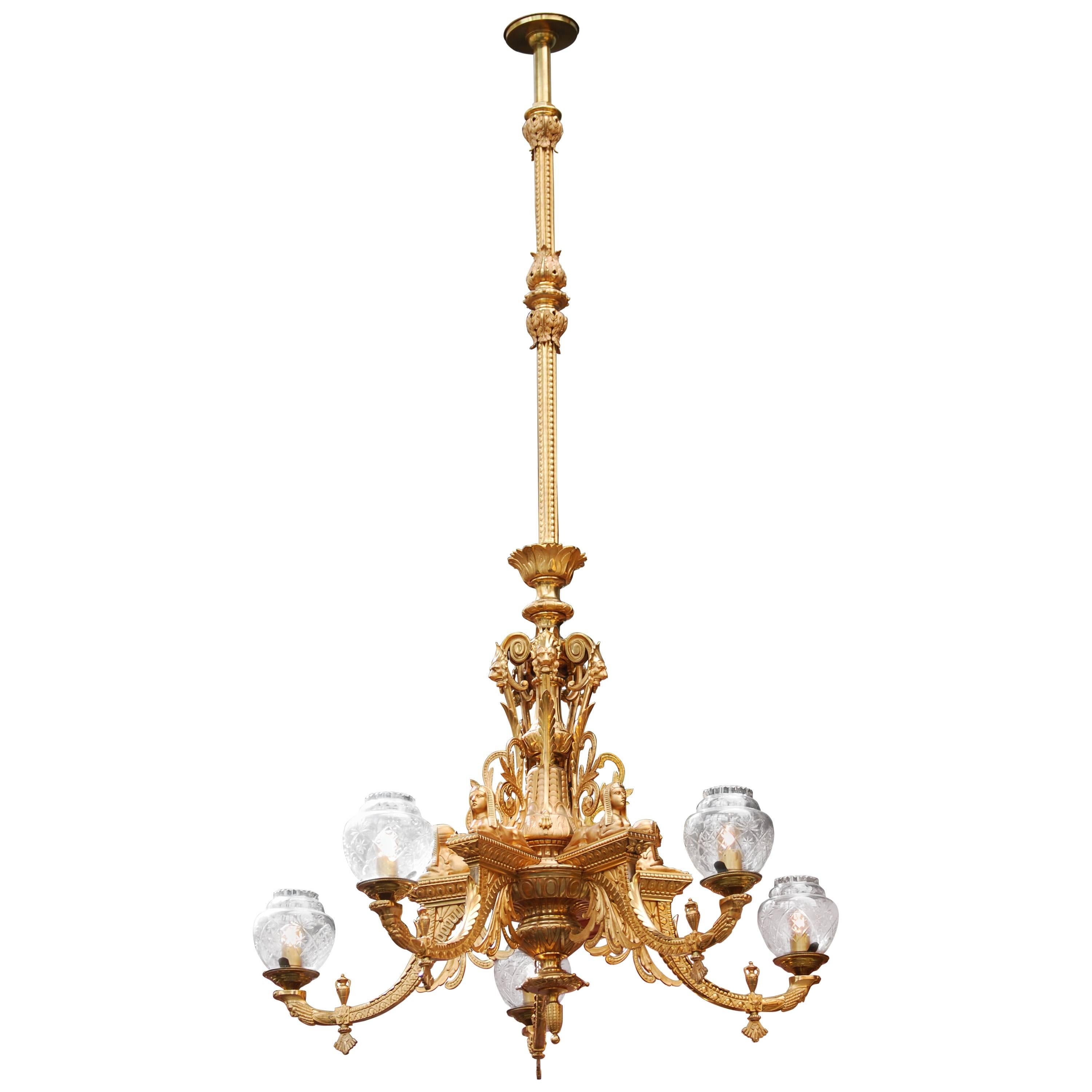 Gas chandelier 19th Century Ormulu  1860-1880 from France For Sale