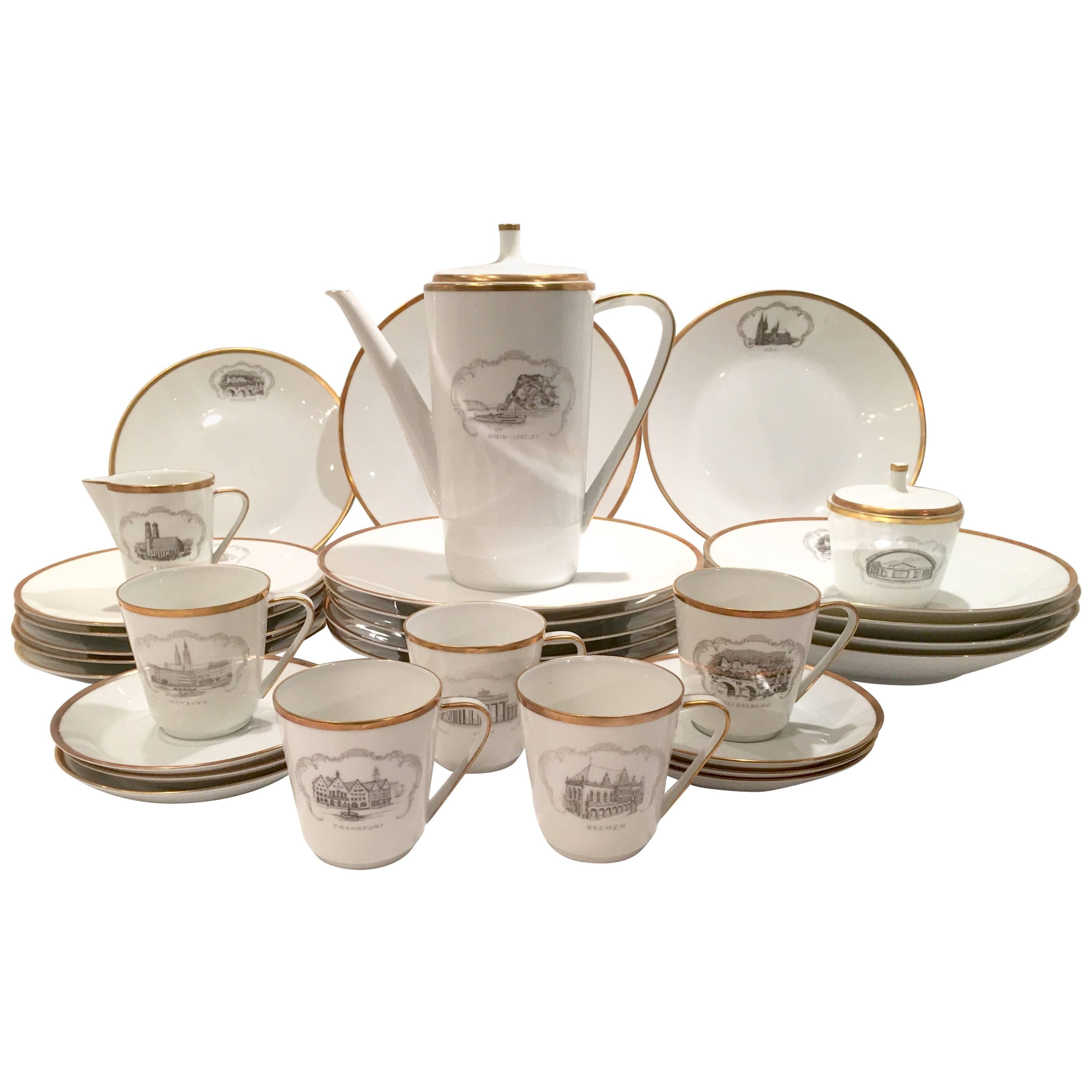 Art Deco Hapag-Lloyd Porcelain Ship Line Dessert and Coffee 33-Piece Set