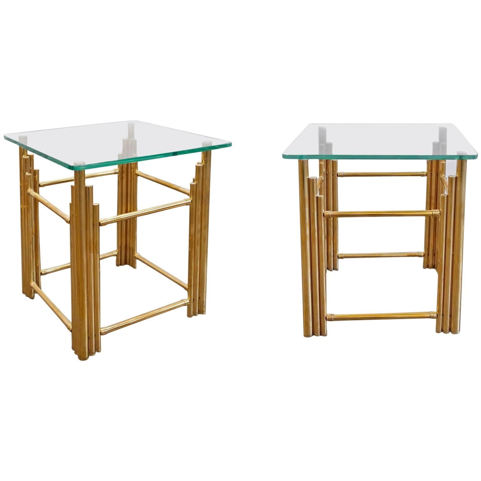 Pair of Mexican Modern Brass Side Tables, 1970s For Sale