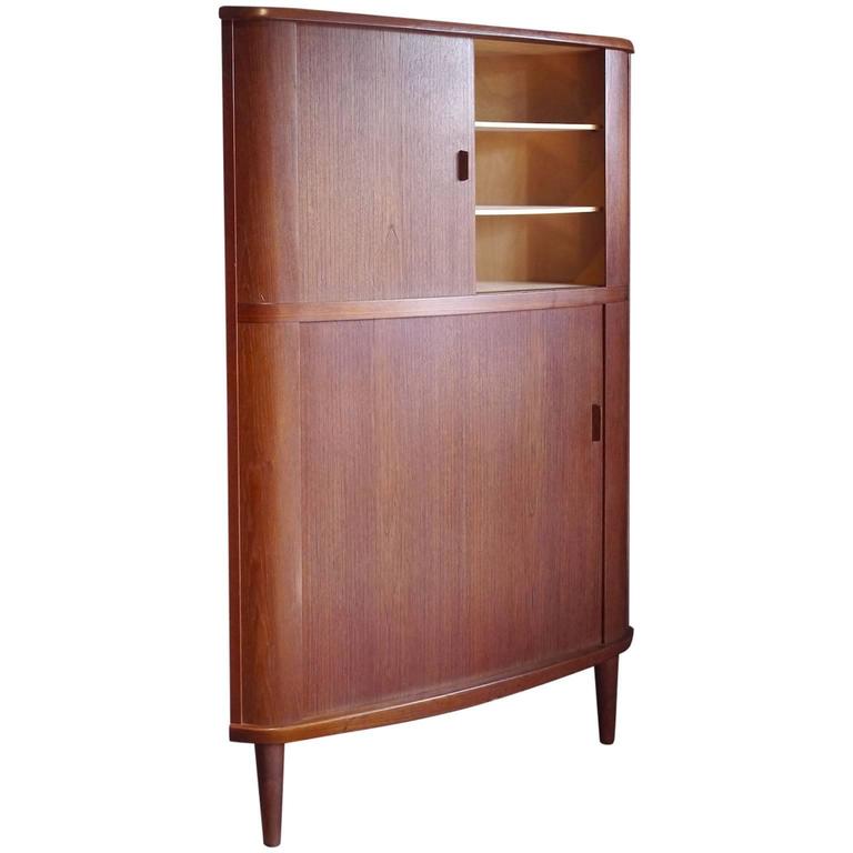 Skovmand and Andersen, Teak Tambour Corner Denmark at 1stDibs