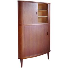 Skovmand & Andersen, Teak Tambour Corner Cabinet, Denmark