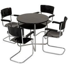 Thonet Set of Table and Four Chairs Attributed to Mart Stam