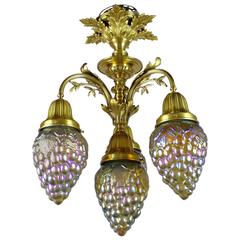 Rococo Revival Flush-Mount with Art Glass Shades